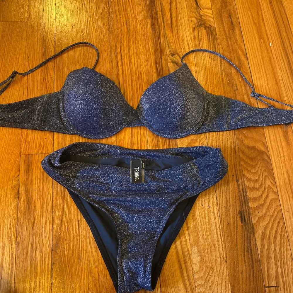Dark Blue Triangl Marina Sparkle Bikini Set